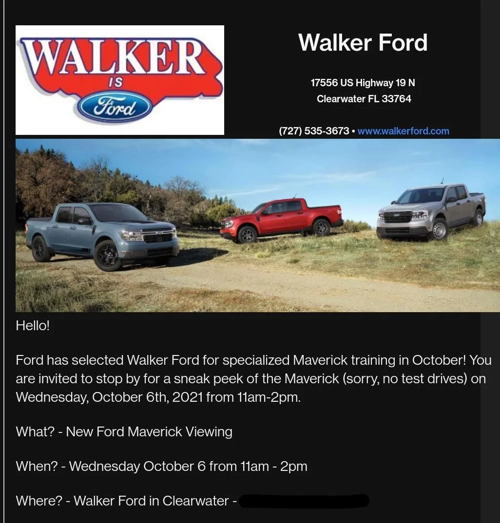 Ford Maverick Truck Viewing Event Tampa Bay Screenshot_20211001-132040