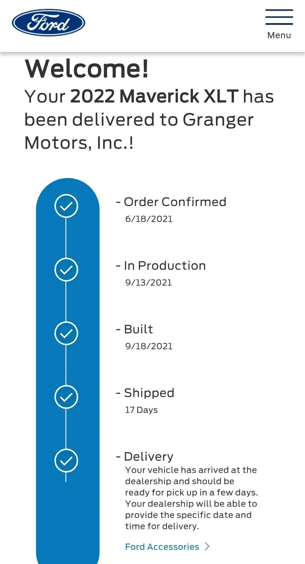 Ford Maverick Built to delivered... Post your times here! Screenshot_20211002-115514