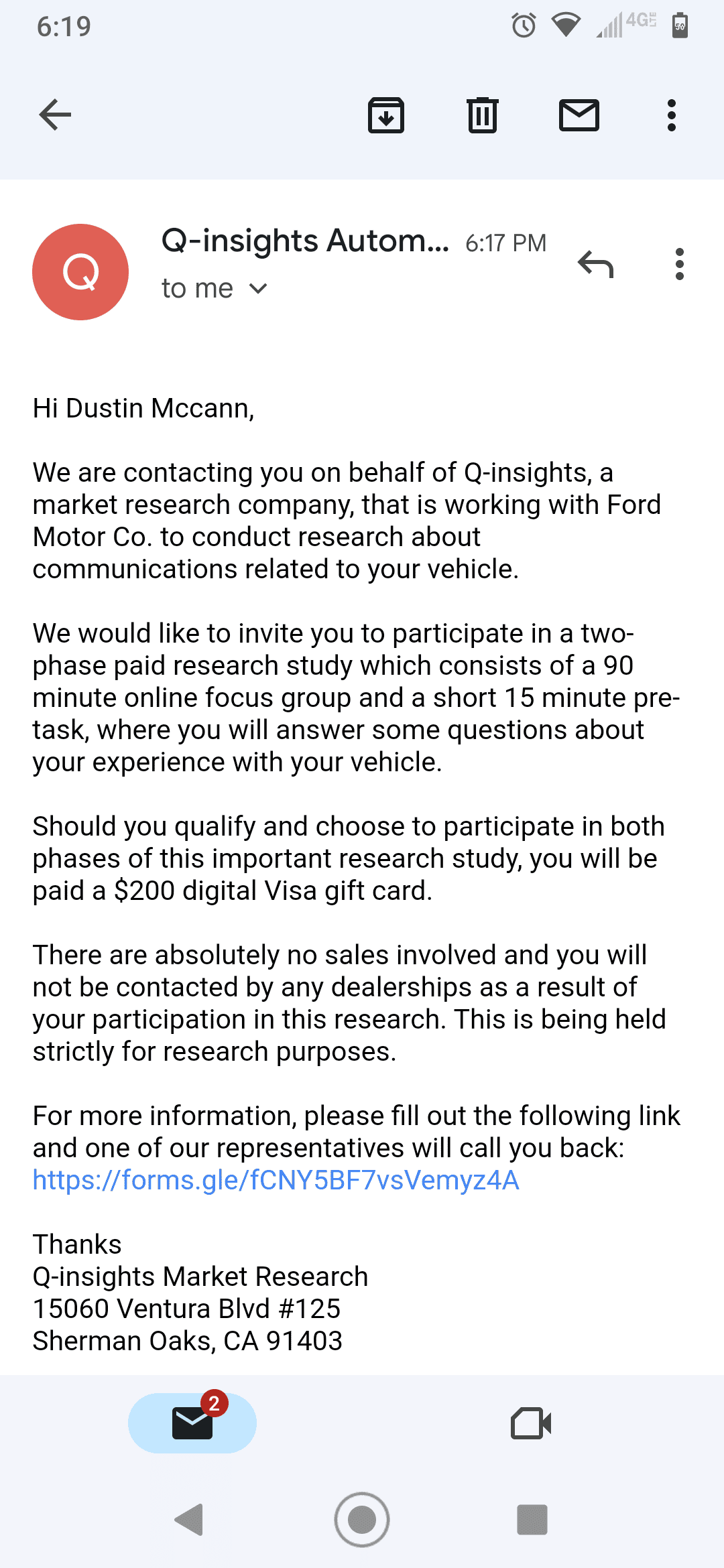 Ford Maverick Email about a paid survey? Screenshot_20230227-181920