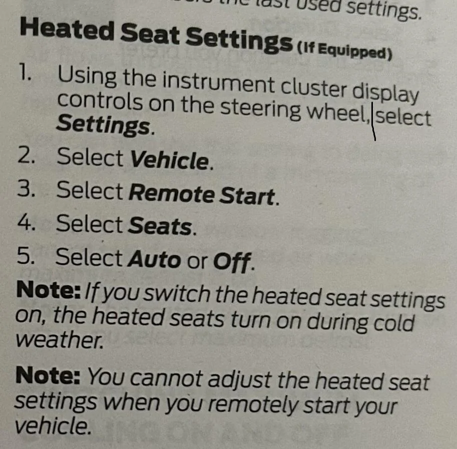 Ford Maverick Pre-heating and cooling the interior heatedseaats