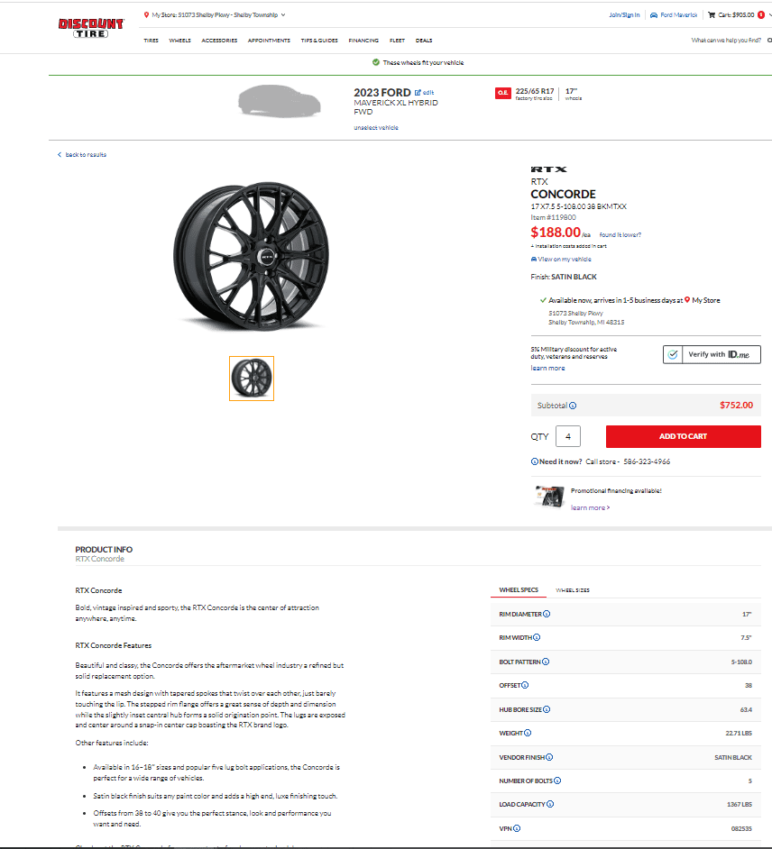 Ford Maverick Wheel Load Capacity Question 1677785892479
