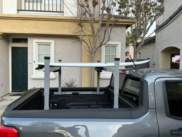 Ford Maverick Installed - Harbor Freight Universal Aluminum Truck Rack 7'2 board