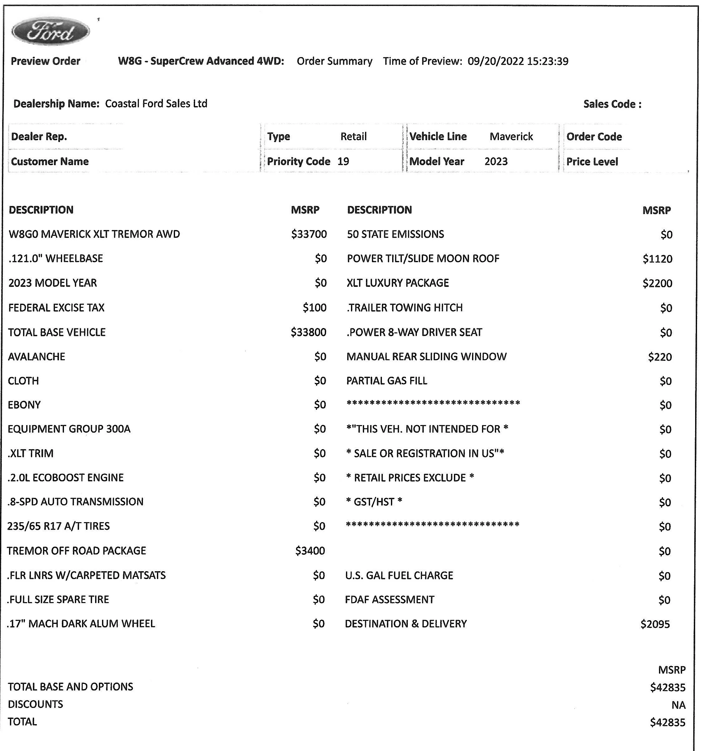 Ford Maverick Canadian Order Process Maverick WBDO