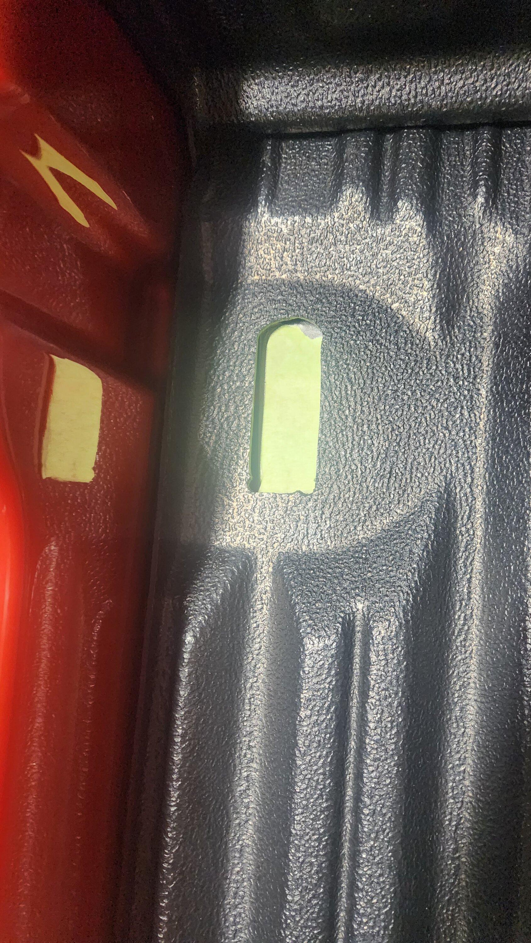 Ford Maverick Drop-in Bedliner cutouts mount behind access panels? 20230311_154114