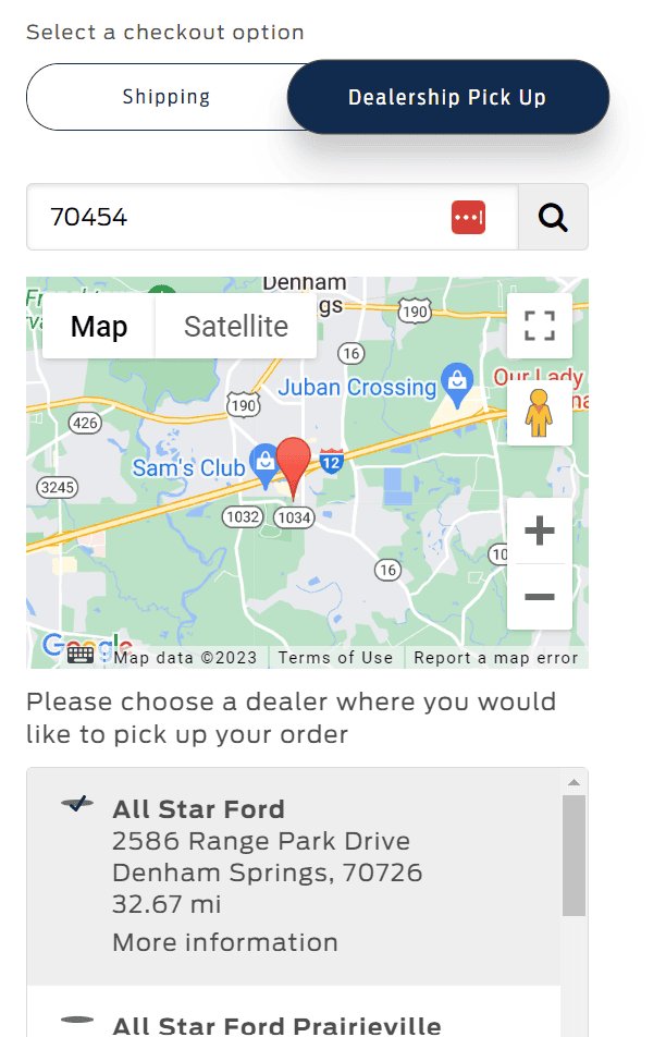 Ford Maverick Ford Accessories website zip code issues? 1678809225732
