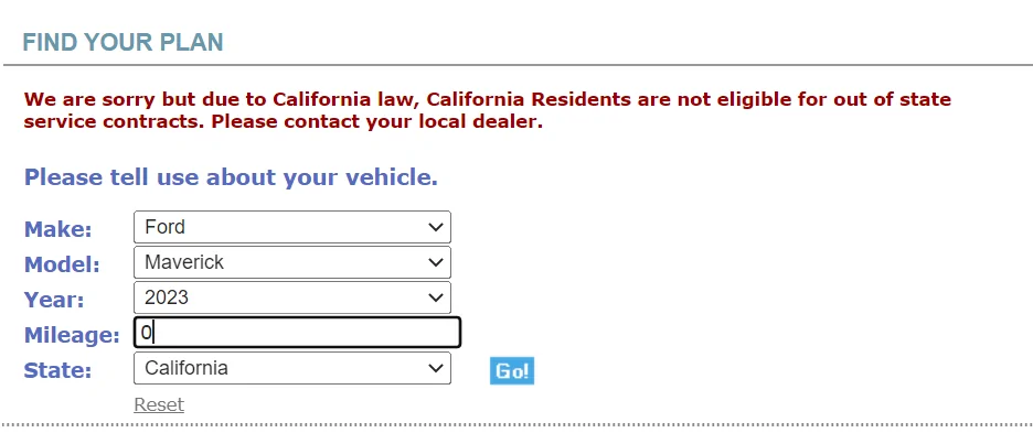 Ford Maverick Flood ESP's not available in California? 1678822858543