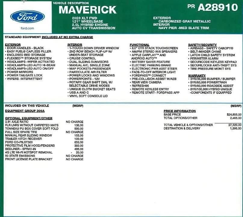 Ford Maverick Unwritten Constraint - Full Size Spare? - NOPE! sticker 2
