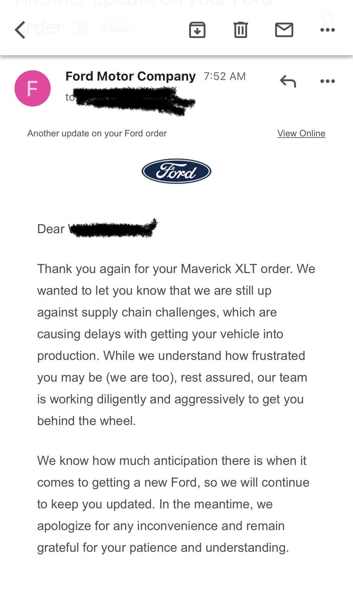 Ford Maverick Unscheduled orders now showing up on Ford Website for some order holders C8C3B814-D083-4F1D-9B79-EBCCBD138525