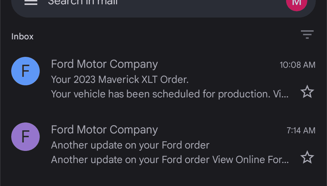 Ford Maverick 45 day emails now arriving 😔 Screenshot_20230316-104828