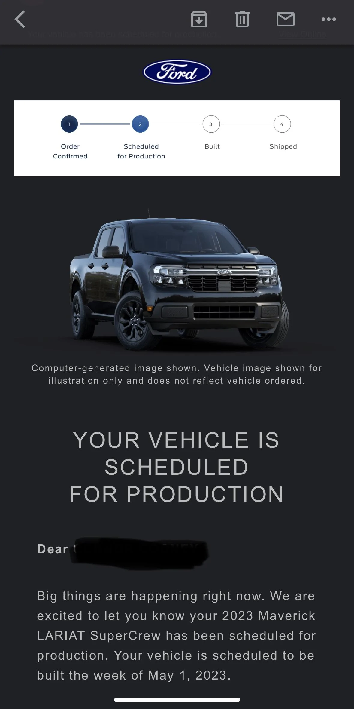 Ford Maverick 📬 3/16/23 Scheduling Email Received Group [EMAILS NOW ARRIVING] 0E0AD325-C943-4164-8A38-32BDE87B02BE