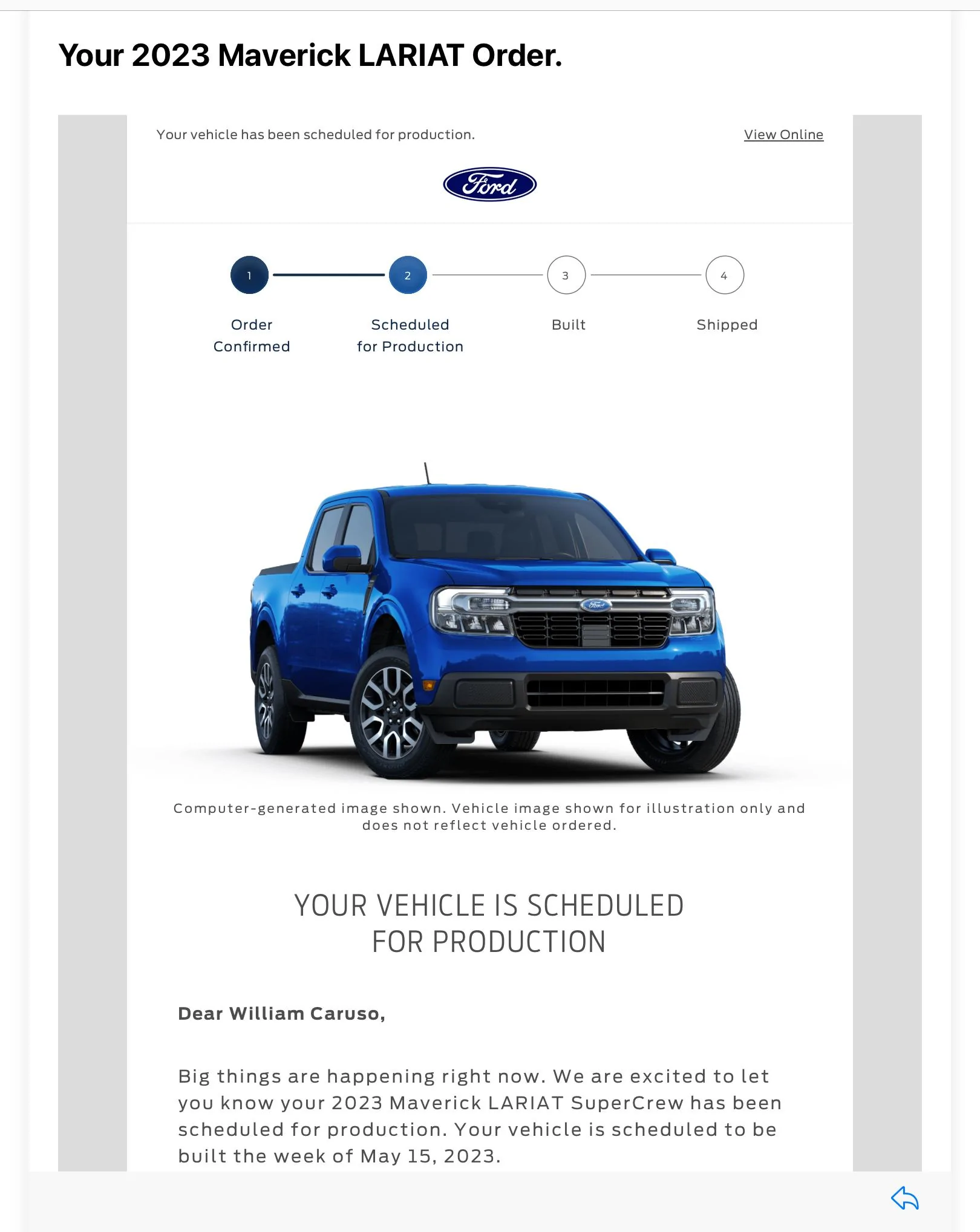 Ford Maverick 📬 3/16/23 Scheduling Email Received Group [EMAILS NOW ARRIVING] 79CB7FDC-6AB2-441C-B7BC-6C1FEC3696C4