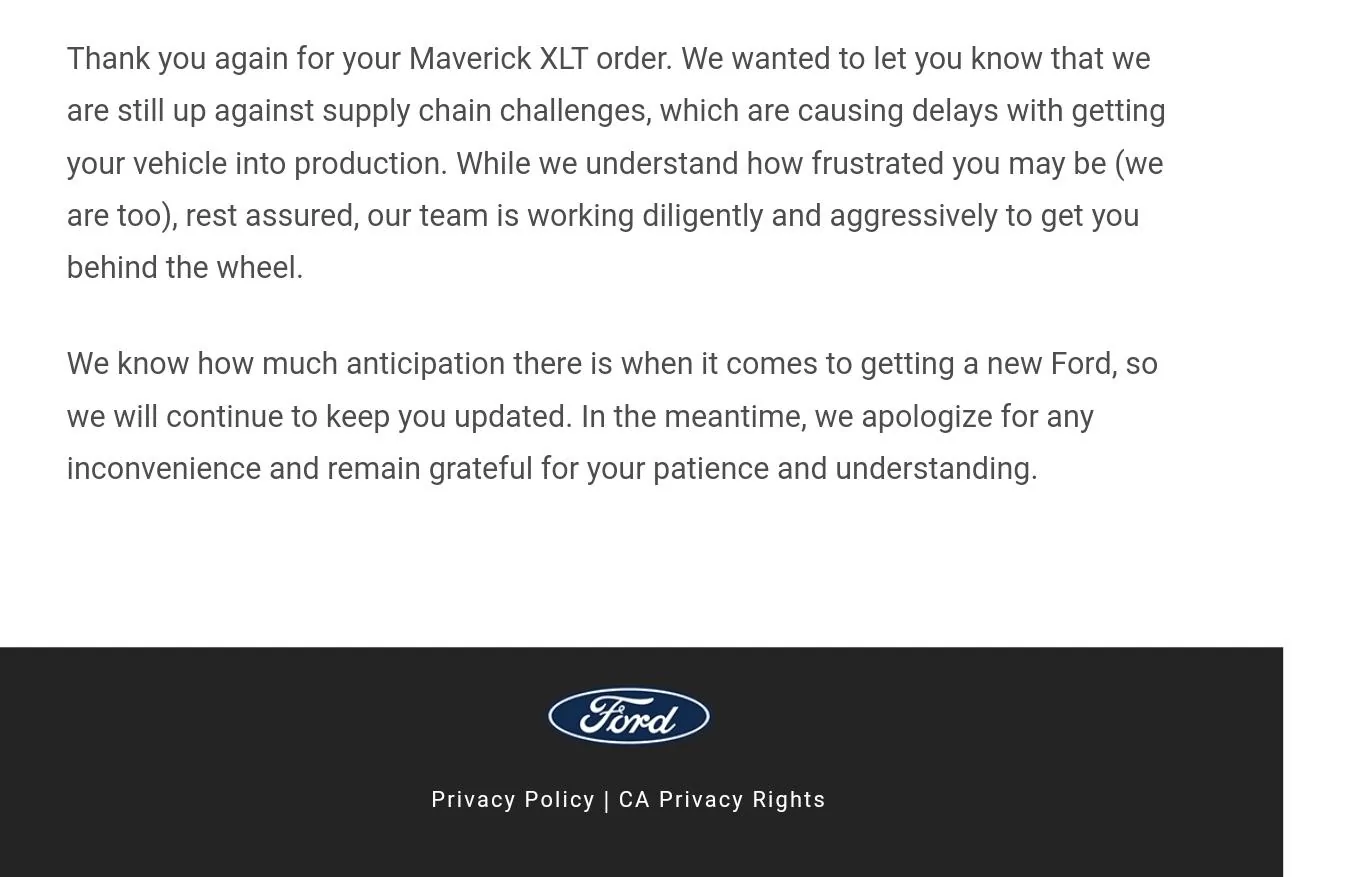 Ford Maverick Confirmation order Hybrid SmartSelect_20230317_105809_Yahoo Mail
