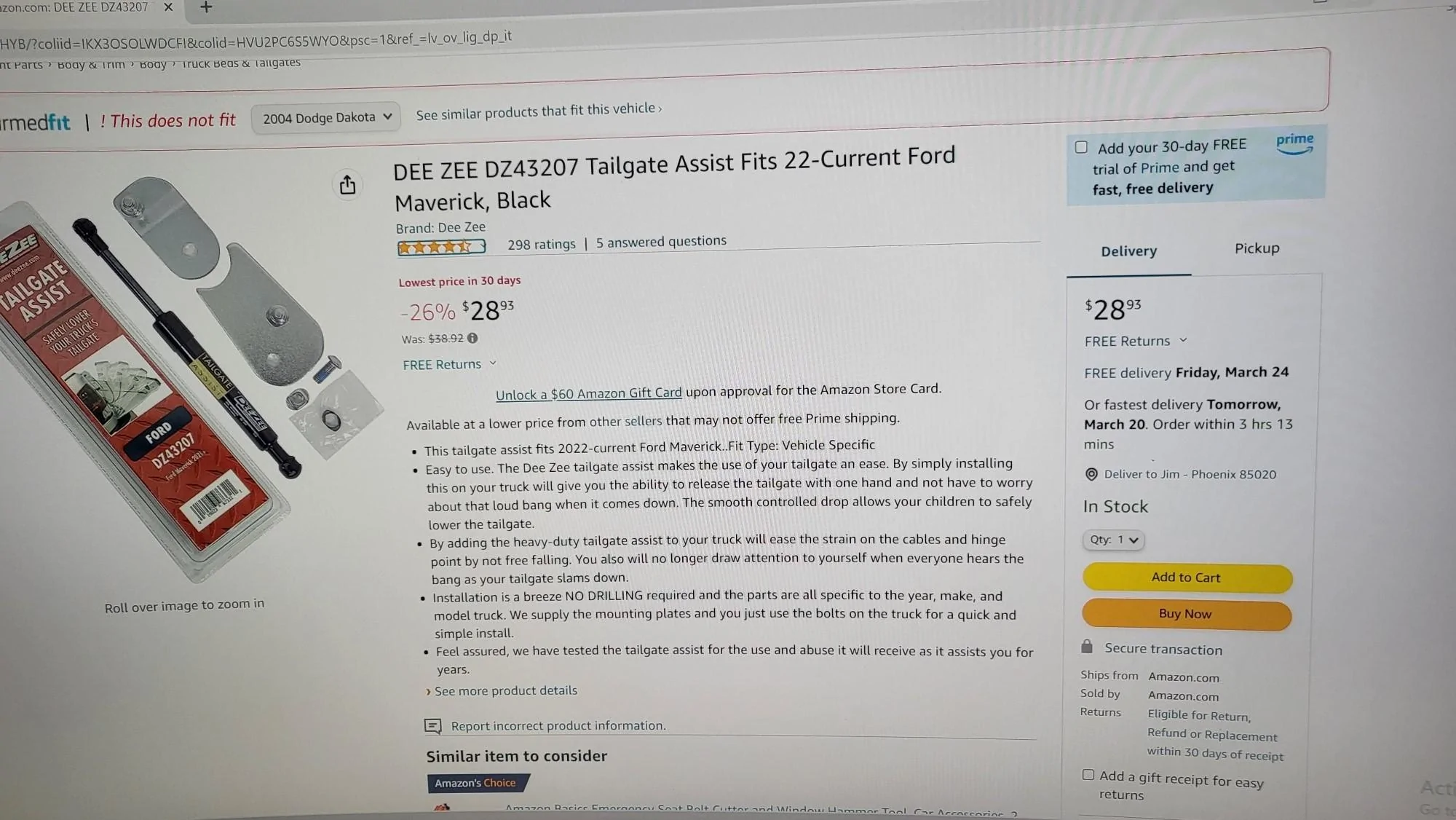 Ford Maverick Deezee tailgate assist sale 20230319_173713_resized[3182]