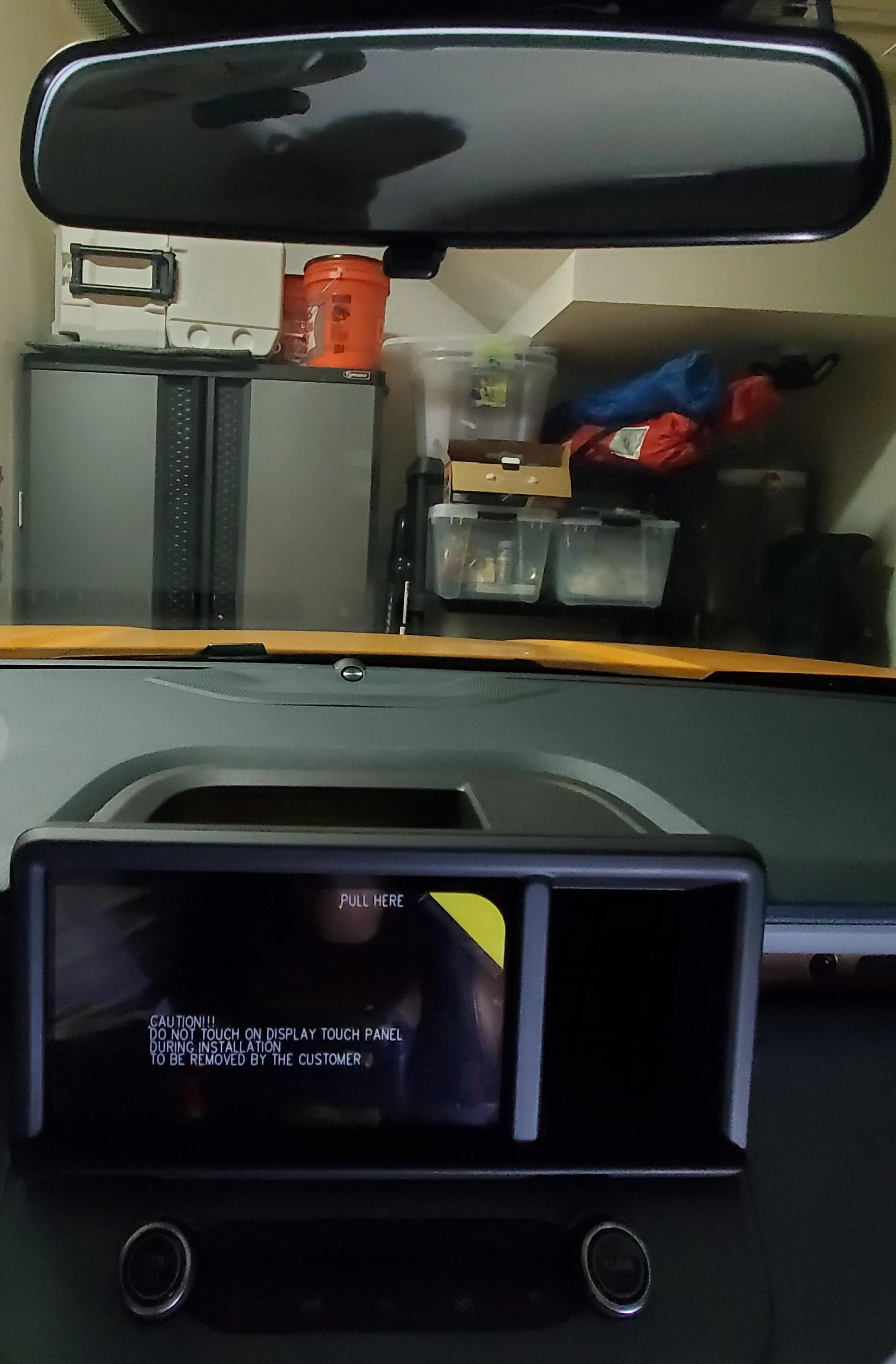 Ford Maverick Auto-Vox V5 Pro Video Mirror installed - Maverick Lariat Before - OEM Rear-view Mirror