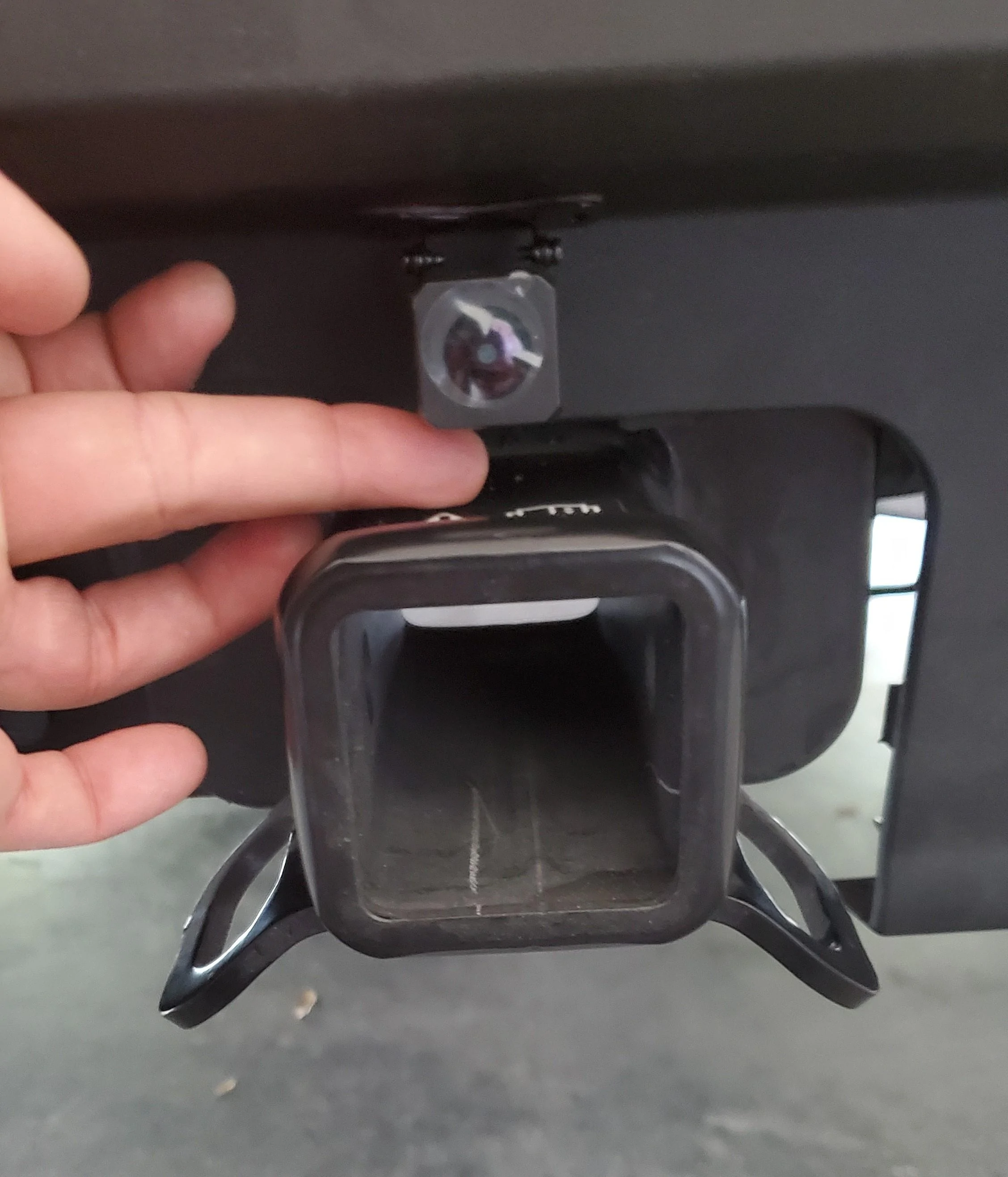 Ford Maverick Auto-Vox V5 Pro Video Mirror installed - Maverick Lariat Auto-Vox Rear Camera Bumper install Photo 2