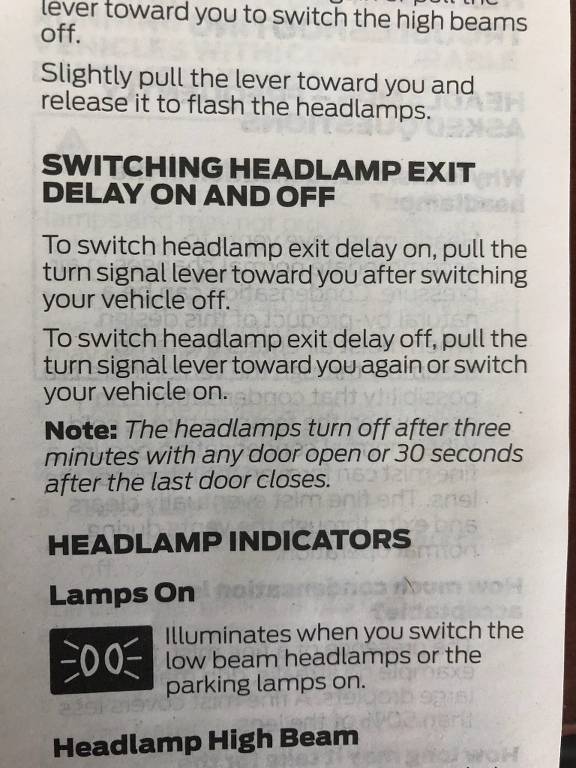 Ford Maverick How to decrease time exterior lights remain on at exit? insUzl