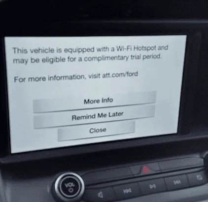 Ford Maverick Advertisement on screen  to subscribe to WIFI Hotspot through AT&T?? 1679612929549