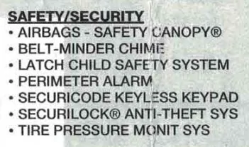 Ford Maverick Anti - theft Alarm System perimeter