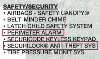 Ford Maverick Anti - theft Alarm System security