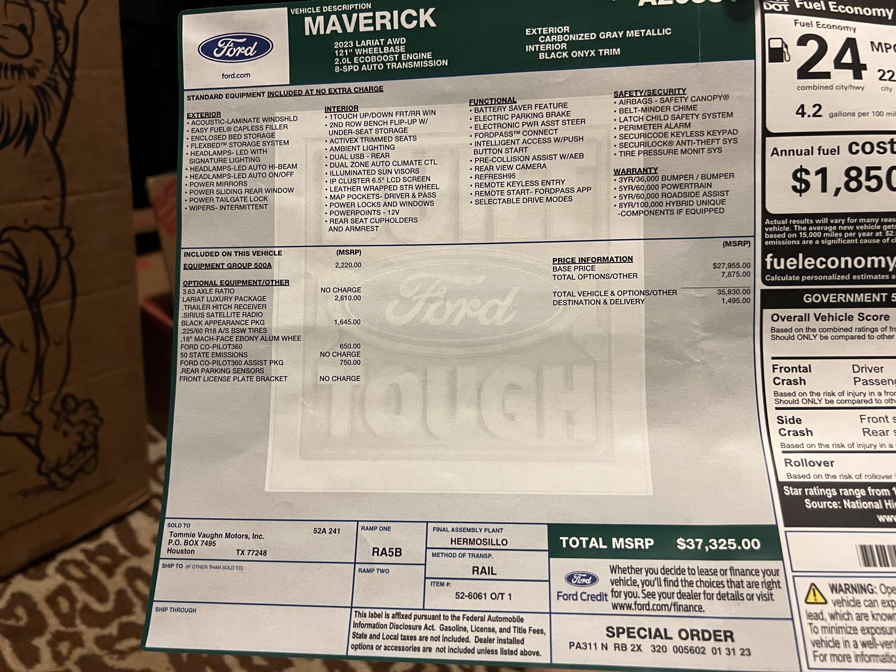 Ford Maverick 23 Carbonized Gray Lariat Lux ecoboost F258925C-CBE9-4044-BDCB-6E4159E92A26