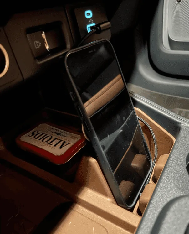 Ford Maverick Impractical phone holder cord slot? 1679902259787