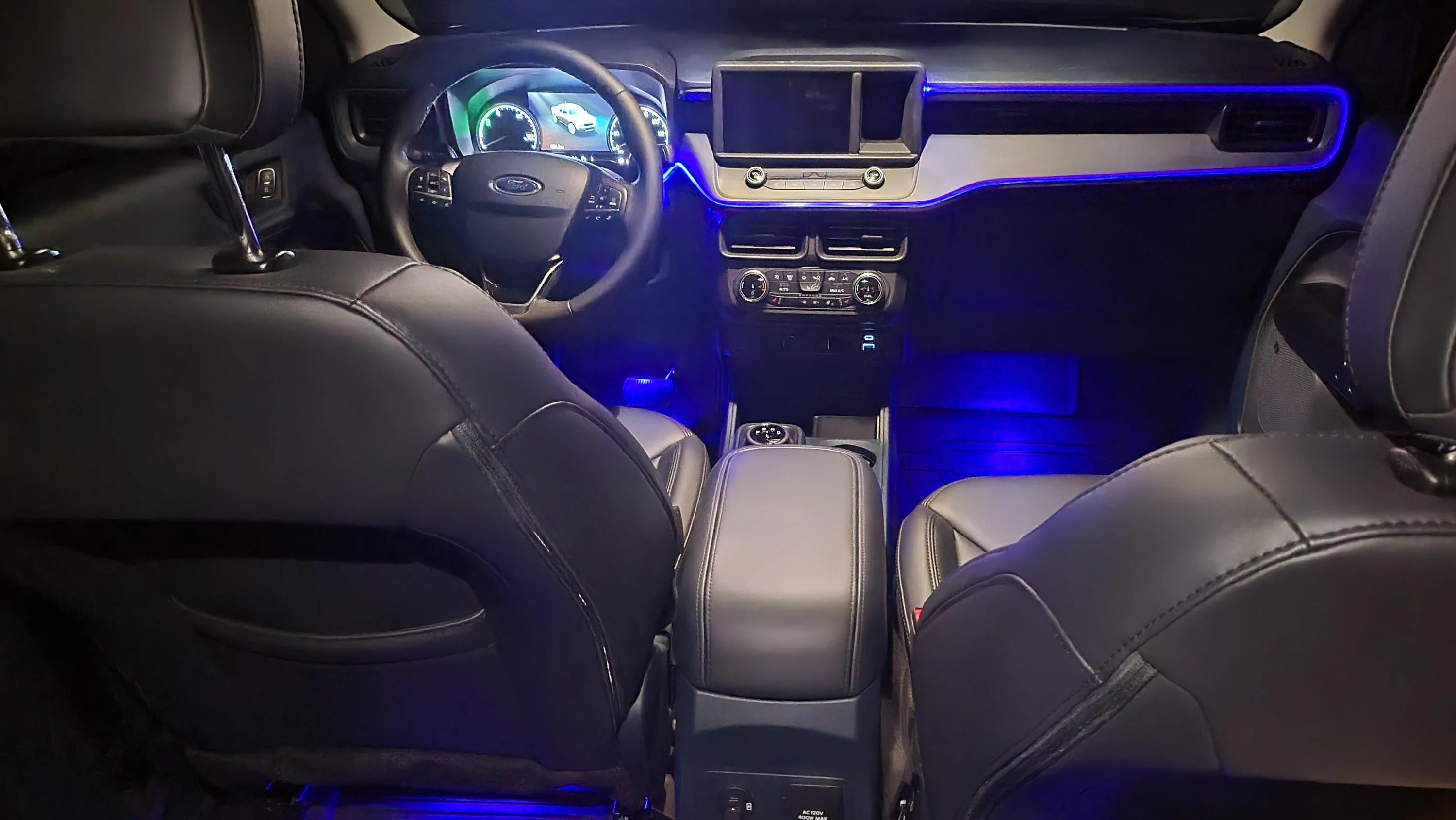 Ford Maverick Installed Dash Trim Outline Lights and Floor LED Lighting 20230328_203502