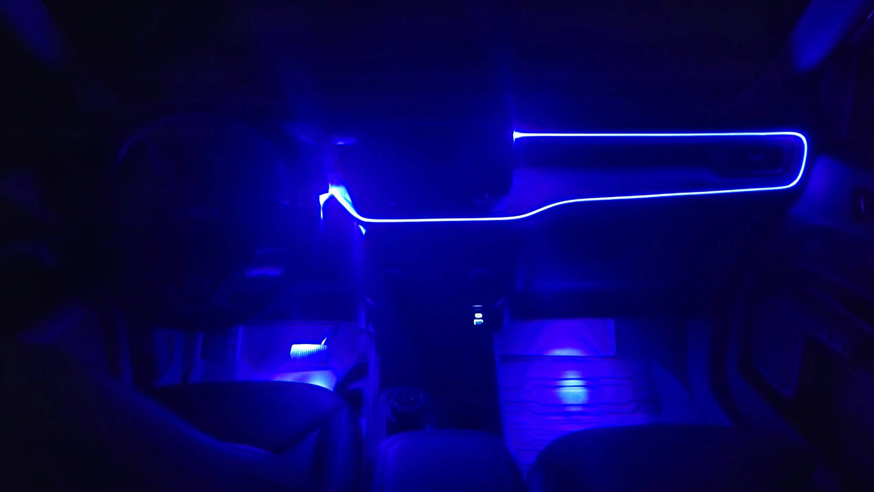 Ford Maverick Installed Dash Trim Outline Lights and Floor LED Lighting 20230328_203521