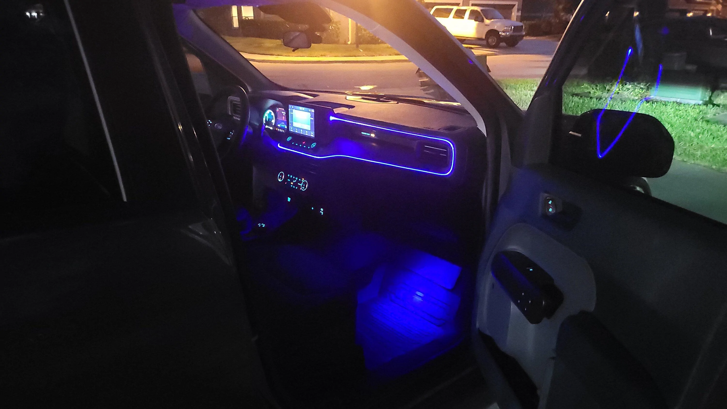 Ford Maverick Installed Dash Trim Outline Lights and Floor LED Lighting 20230328_200544