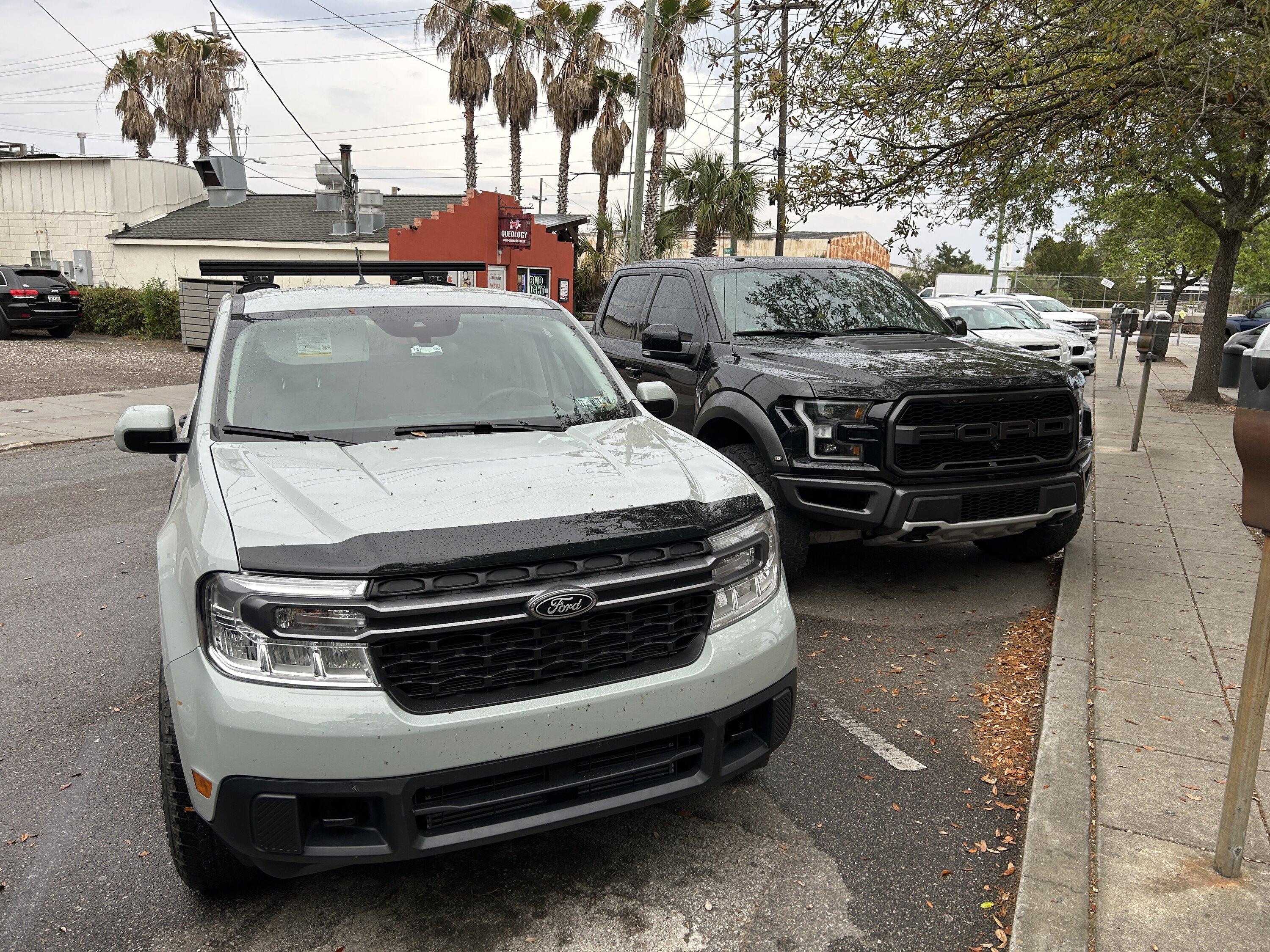 Ford Maverick Lifted Maverick FX4 vs. F-150 Raptor side by side look 85637415-C2A1-408F-B1A5-AE8C283DE379