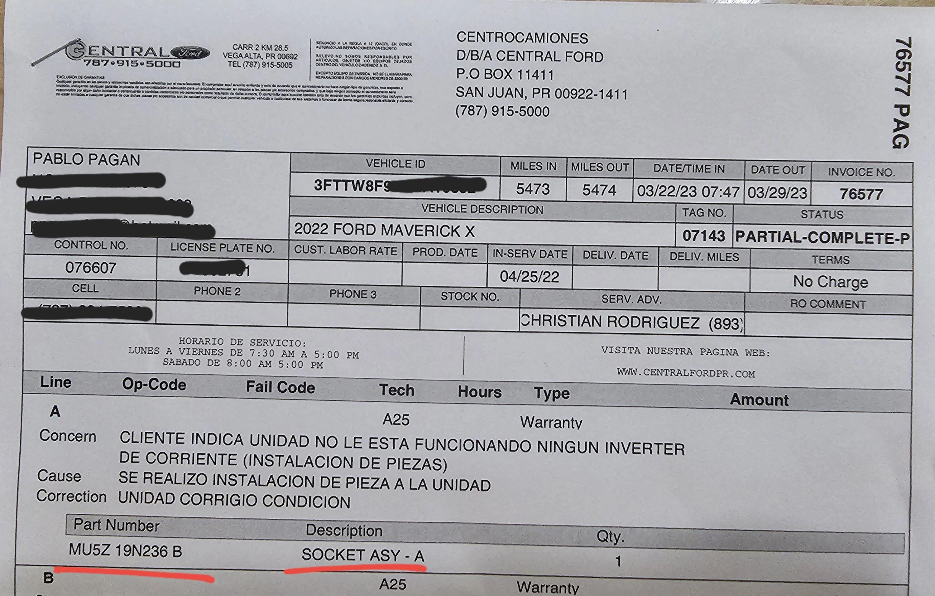 Ford Maverick Inverter doesn't work 20230329_102613