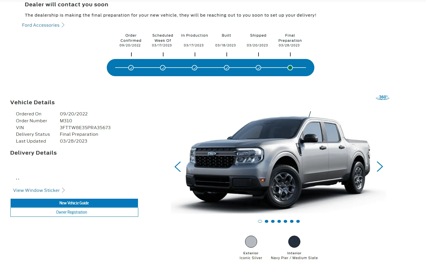 Ford Maverick Brand New 2023 Iconic Silver XLT Hybrid with CP360 MavXLT