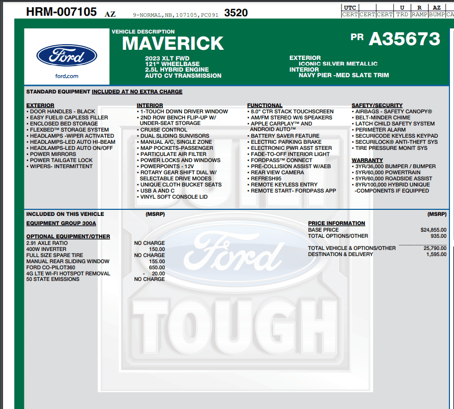 Ford Maverick Brand New 2023 Iconic Silver XLT Hybrid with CP360 MavXLT2.PNG