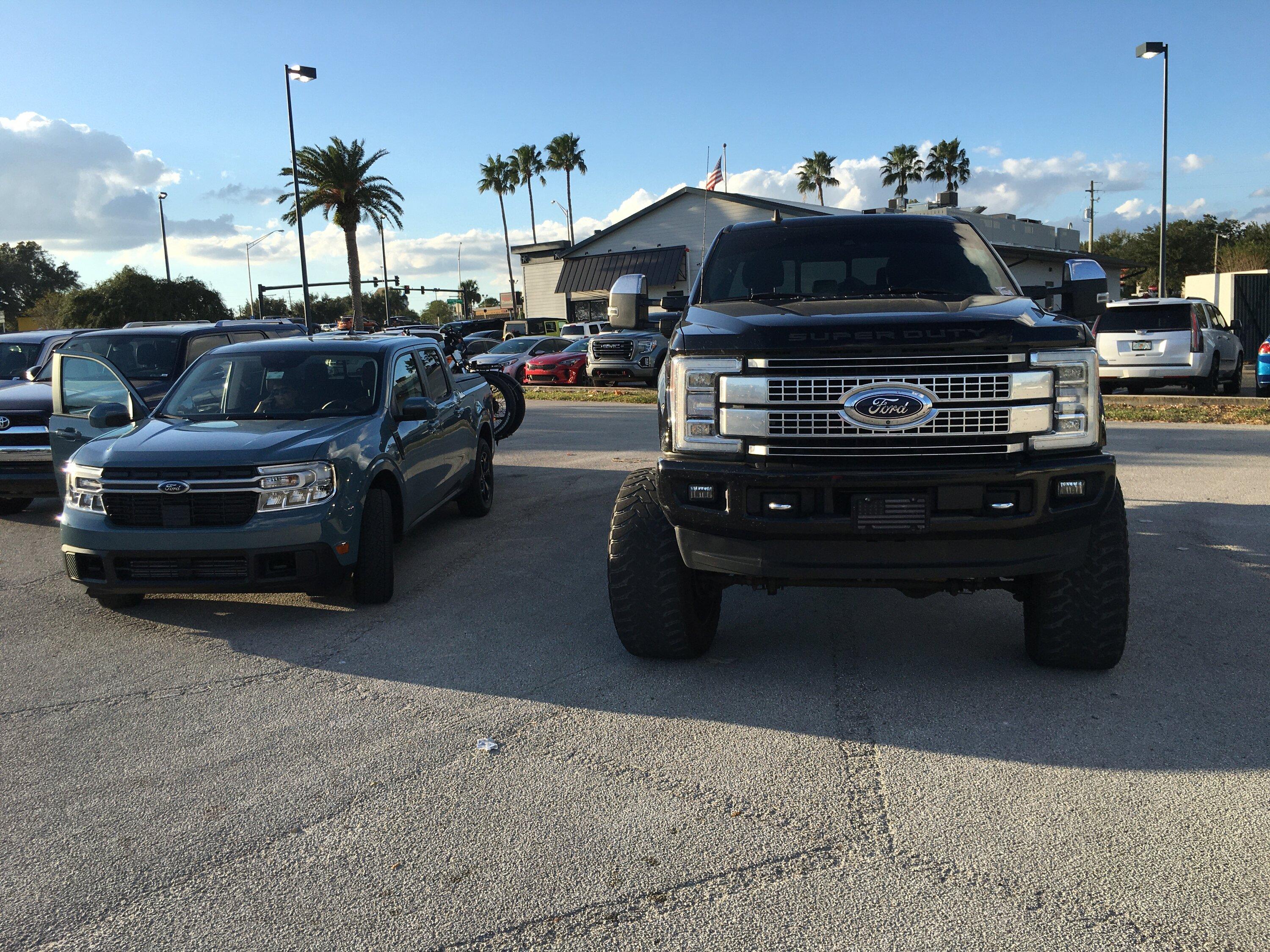 Ford Maverick Post your Maverick next to ridiculously large trucks - photos thread 37640C9C-FC29-4F9D-901E-7EA9D65EF69C