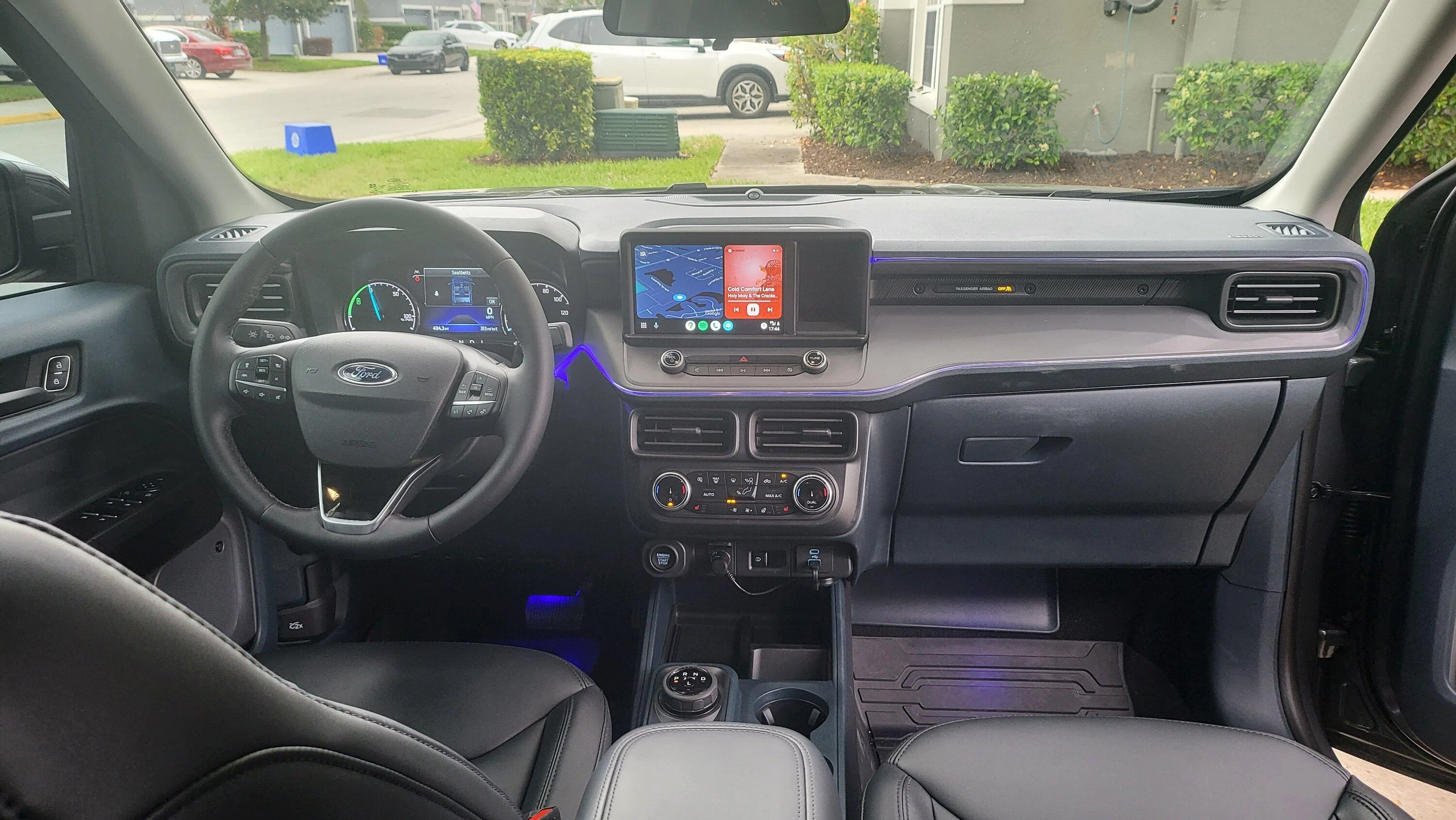 Ford Maverick Installed Dash Trim Outline Lights and Floor LED Lighting 20230329_174454