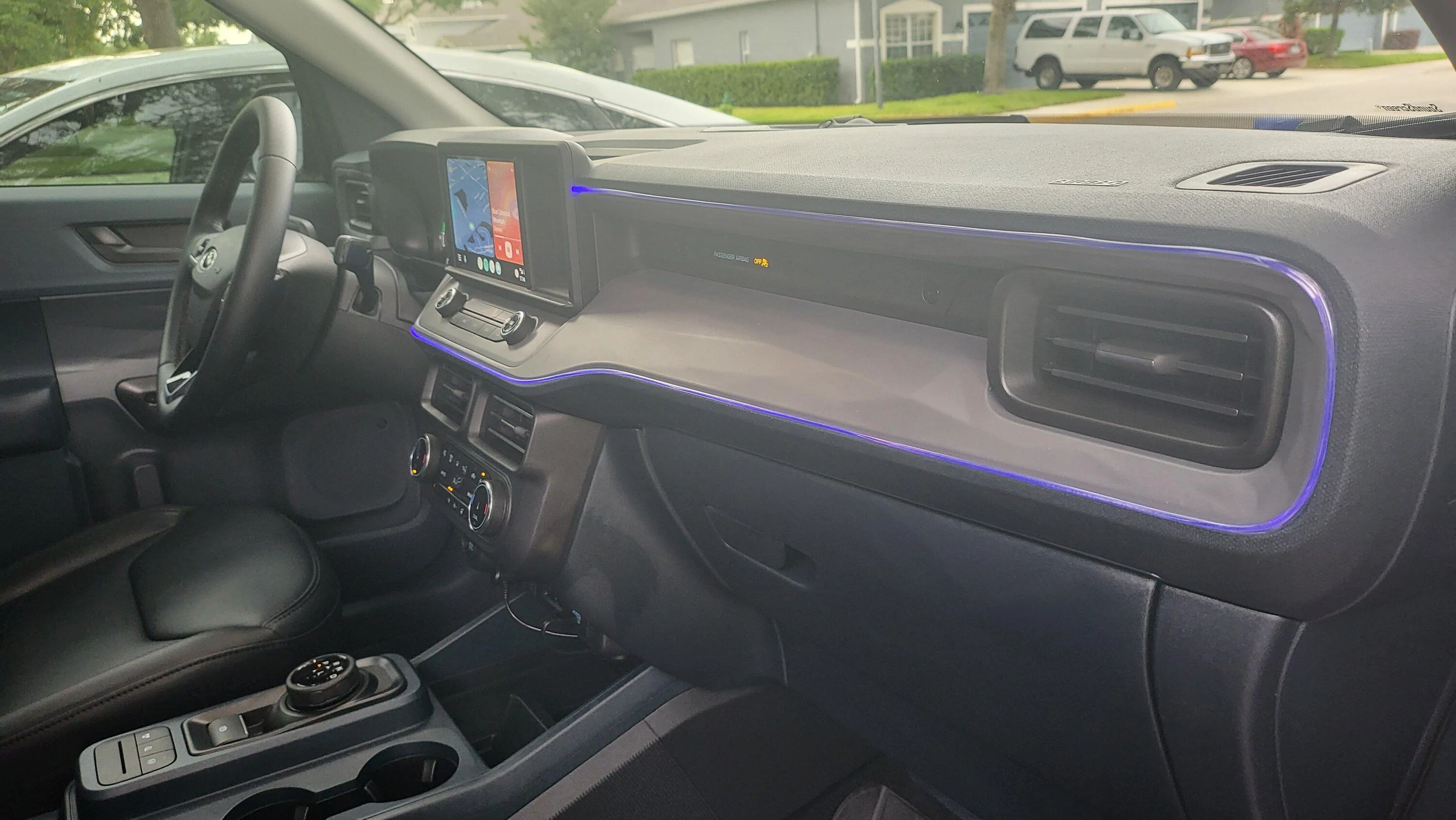 Ford Maverick Installed Dash Trim Outline Lights and Floor LED Lighting 20230329_174611