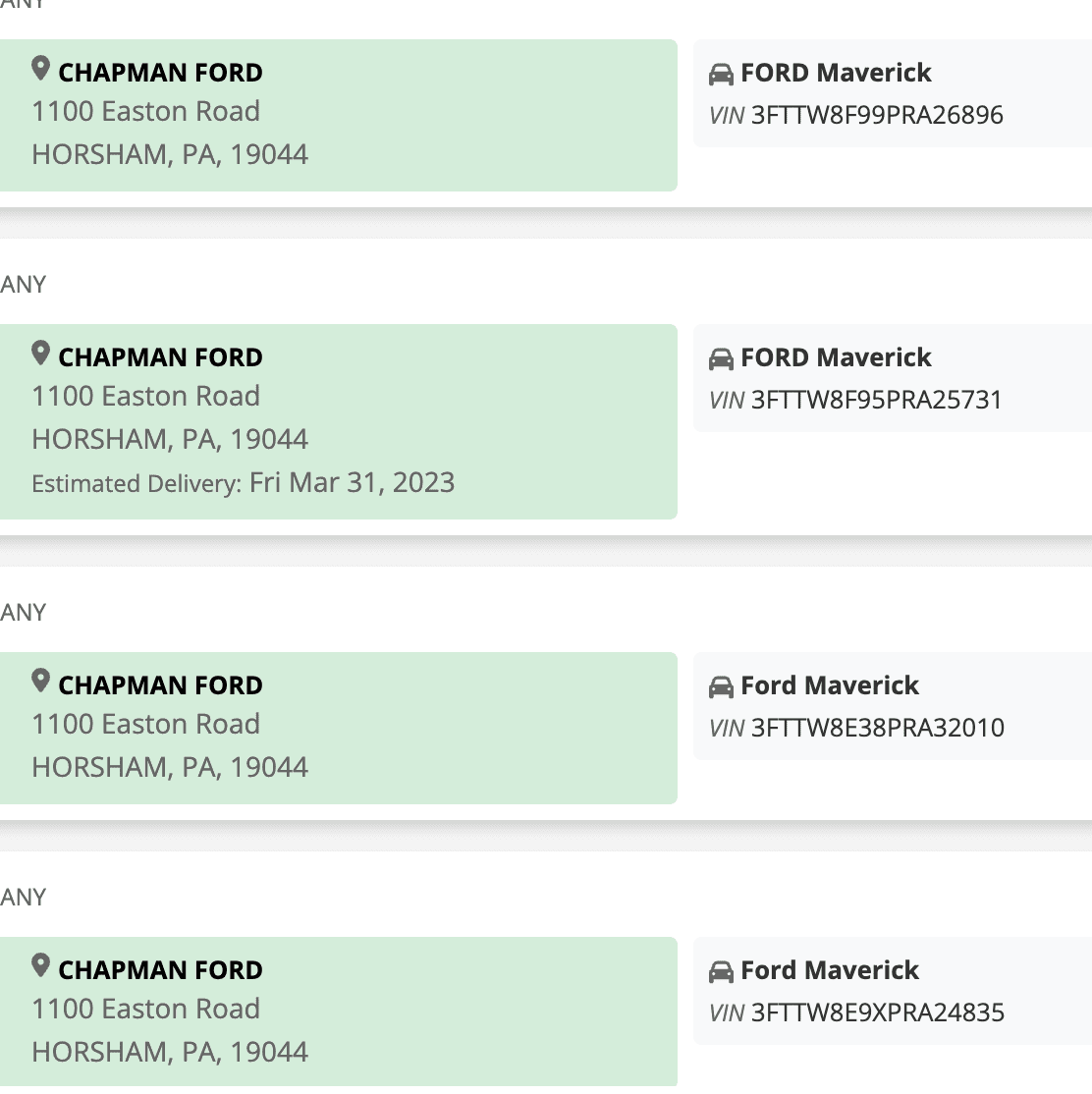 Ford Maverick Chapman/Horsham -- 2022MY to 2023MY rollover orders 1680350242298