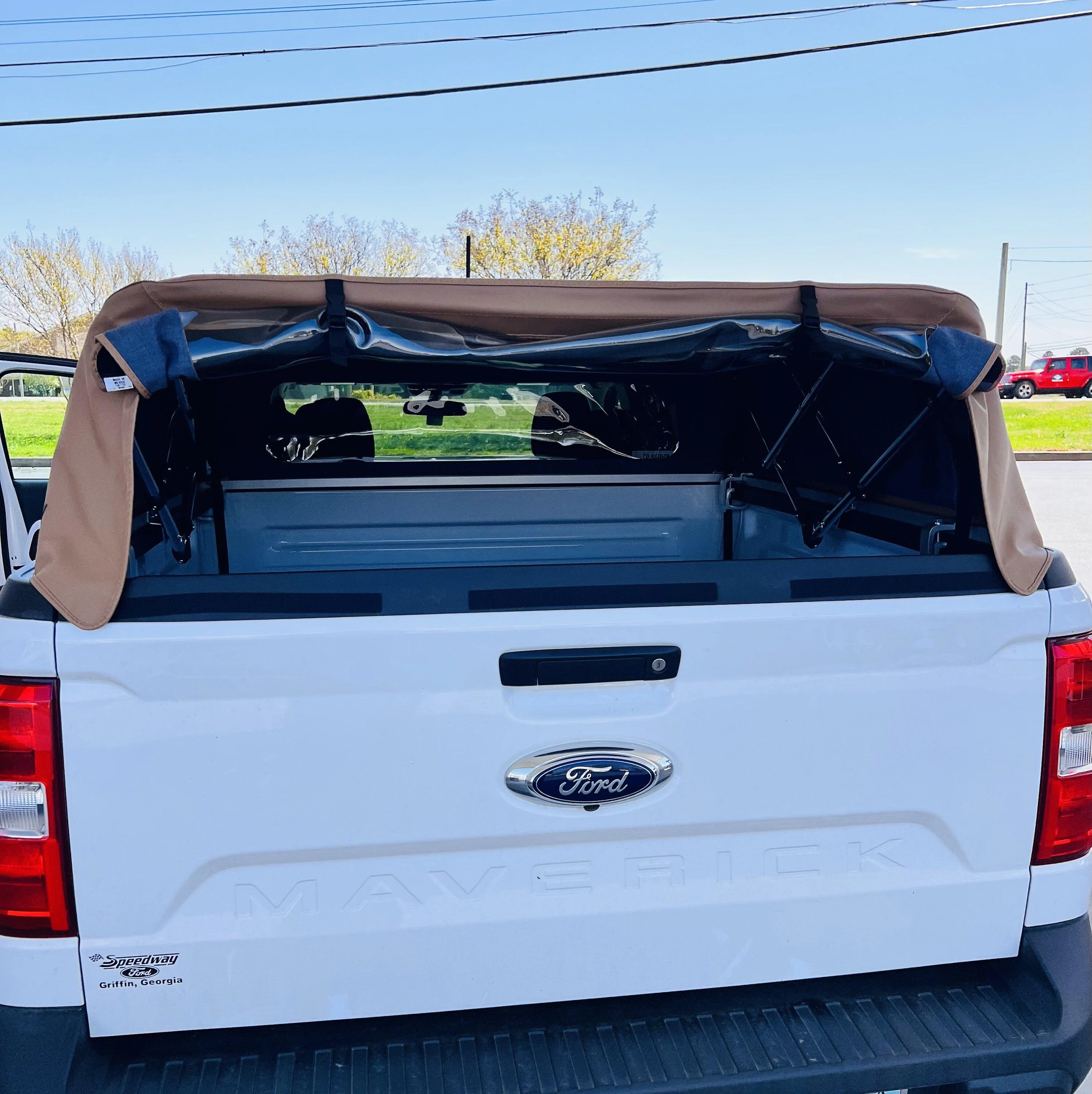 Ford Maverick Tan SofTopper installed on White XL FEEB72EF-2D00-4AA6-B6C8-30FC0A7BF4B8