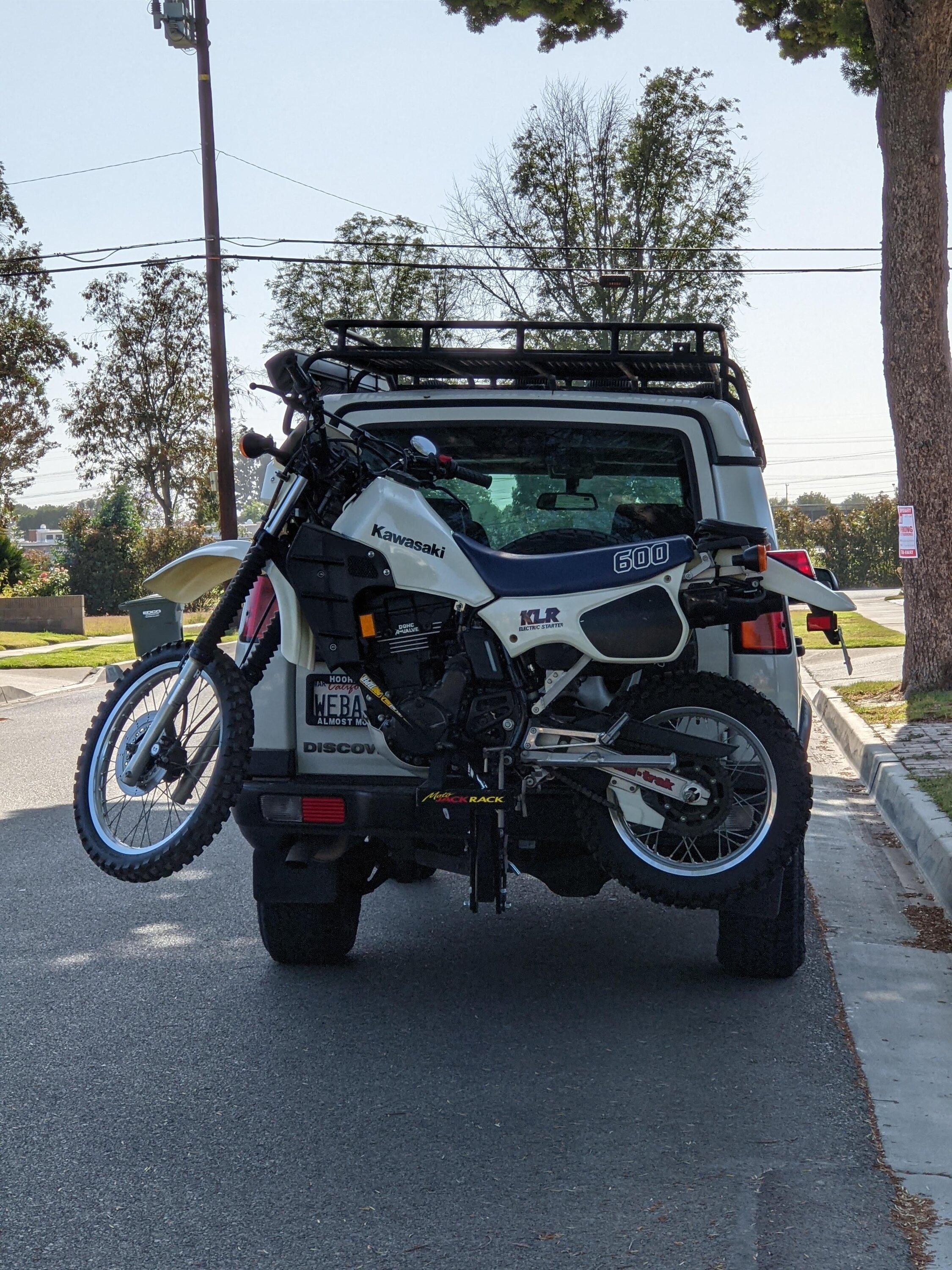 Ford Maverick Motorcycle on hitch carrier HEAVY WEIGHT test PXL_20210526_235304126