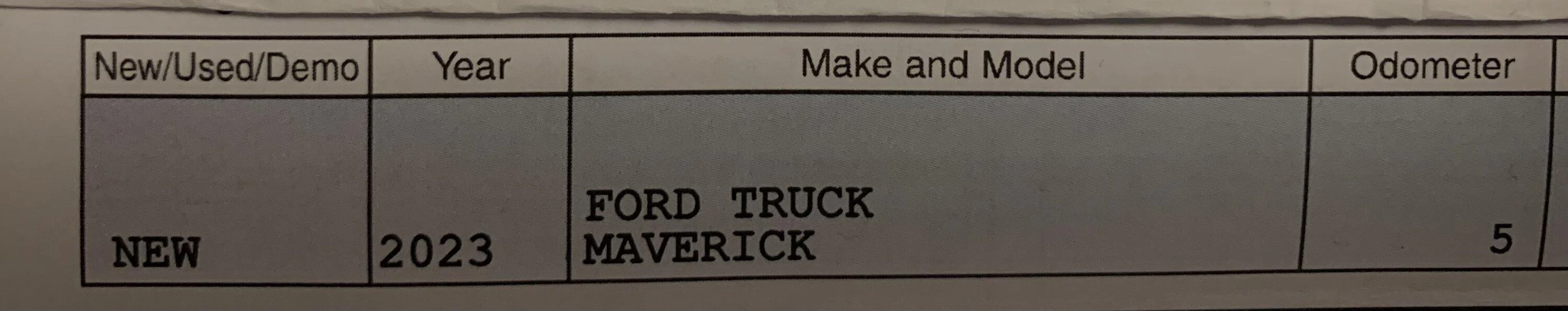 Ford Maverick Odometer miles at delivery? IMG_4224