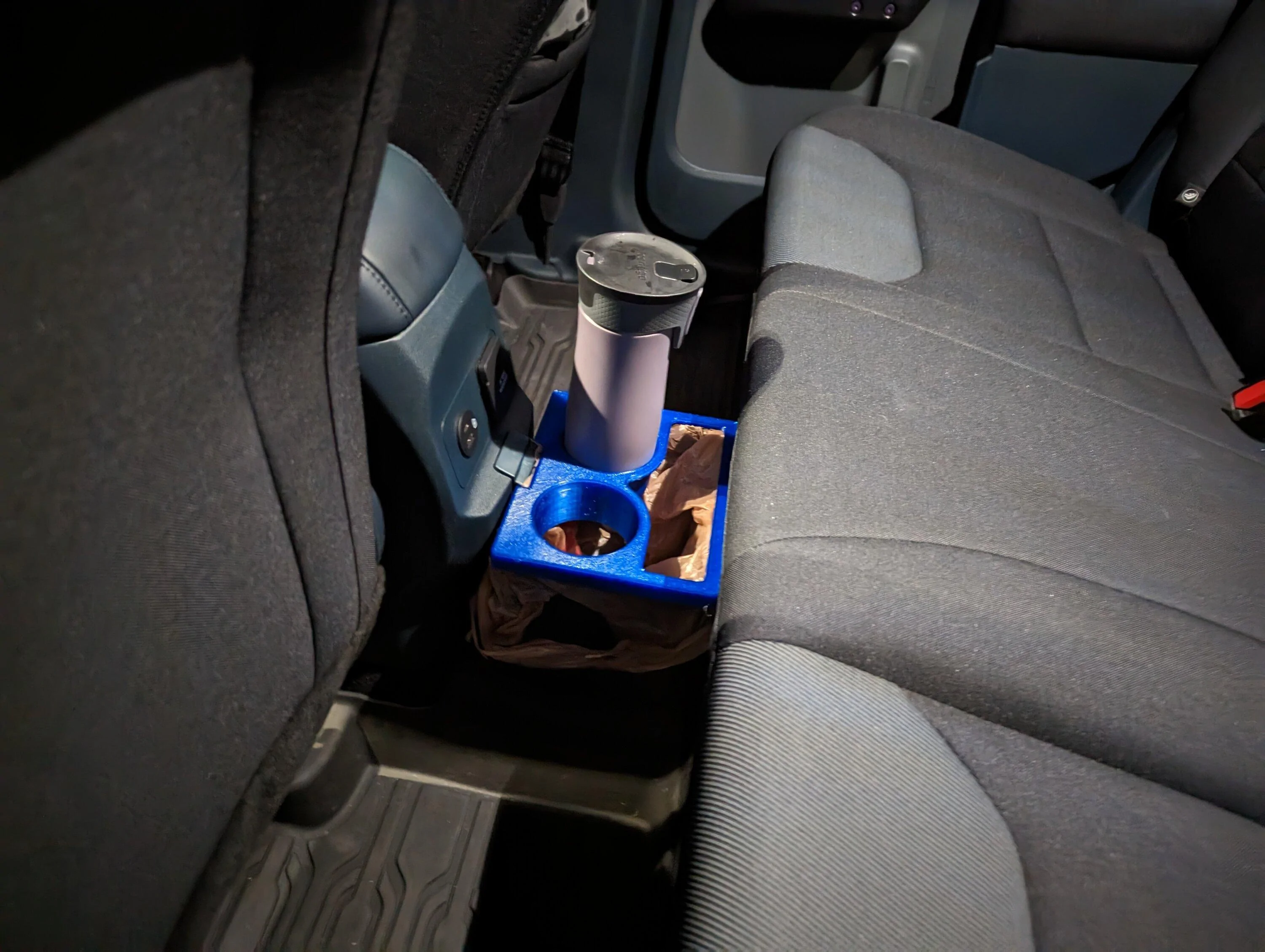 Ford Maverick Rear Trash Bin Lid with Cup Holder (Ford FITS compatible)  - 3D Printed PXL_20230403_114803703