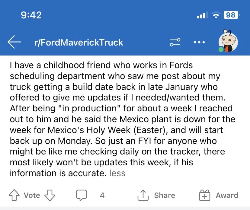 Ford Maverick Holy Week plant shutdown? IMG_7159