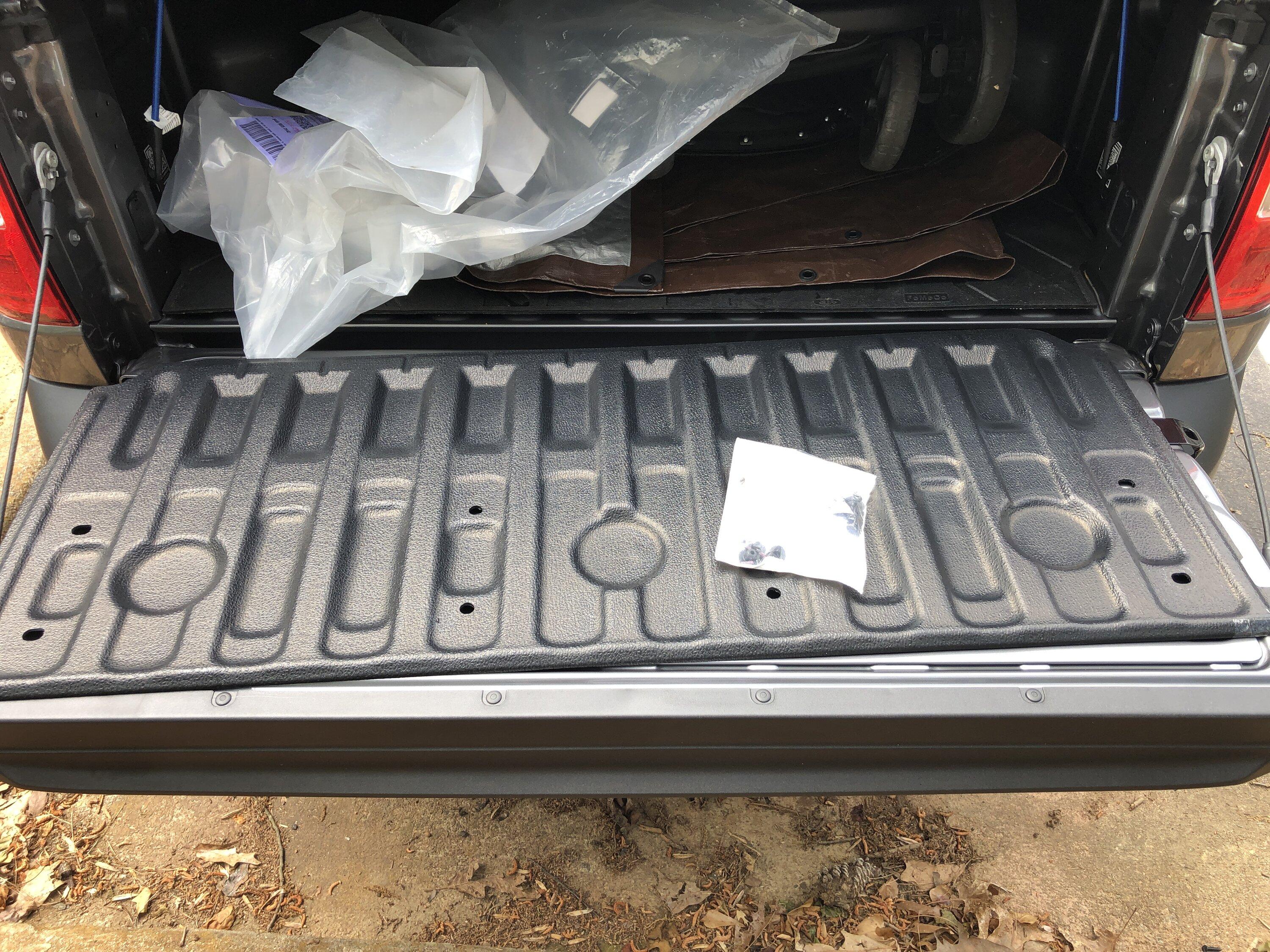 Ford Maverick Did Muslogy mud laps and tail gate liners add-on today liner show before install.JPG