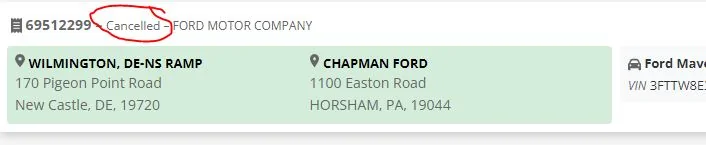 Ford Maverick Chapman/Horsham -- 2022MY to 2023MY rollover orders 1