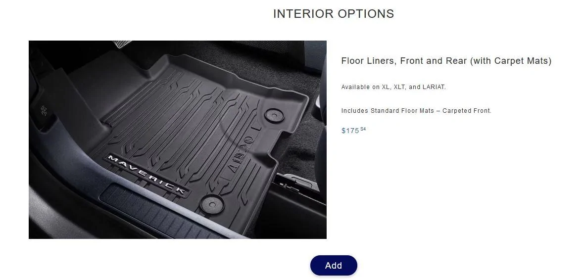 Ford Maverick Are Mavericks only delivered with front floor mats? Captur