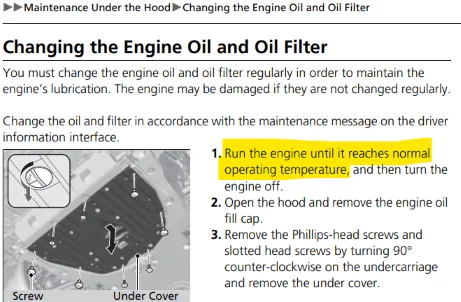 Ford Maverick HYBRIDS - How are you warming up the oil before a change? oil_change2