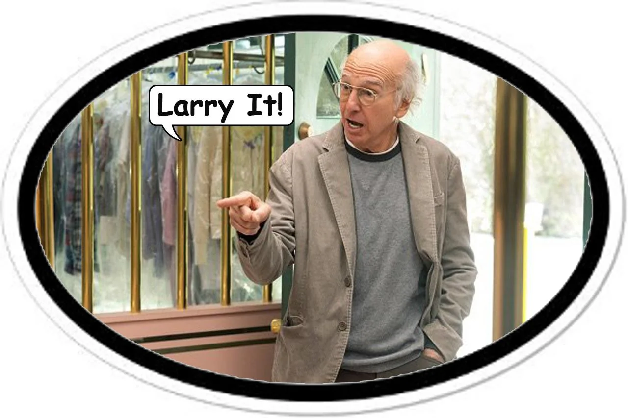 Ford Maverick Lariat Badging Lacking? Larry David bumper sticker