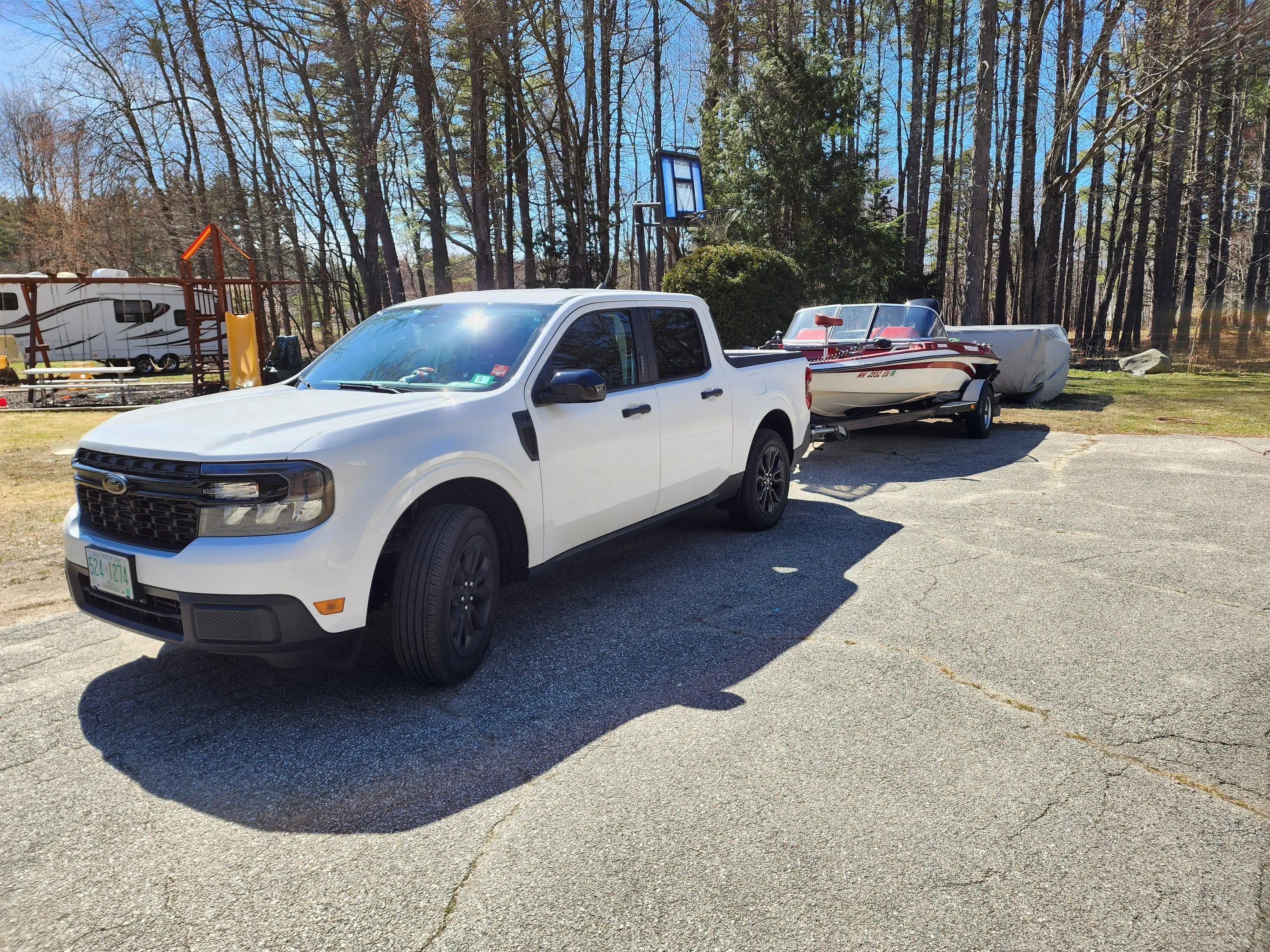 Ford Maverick 4K Tow Maverick XLT Hauling Bass Boat 20230408_142856
