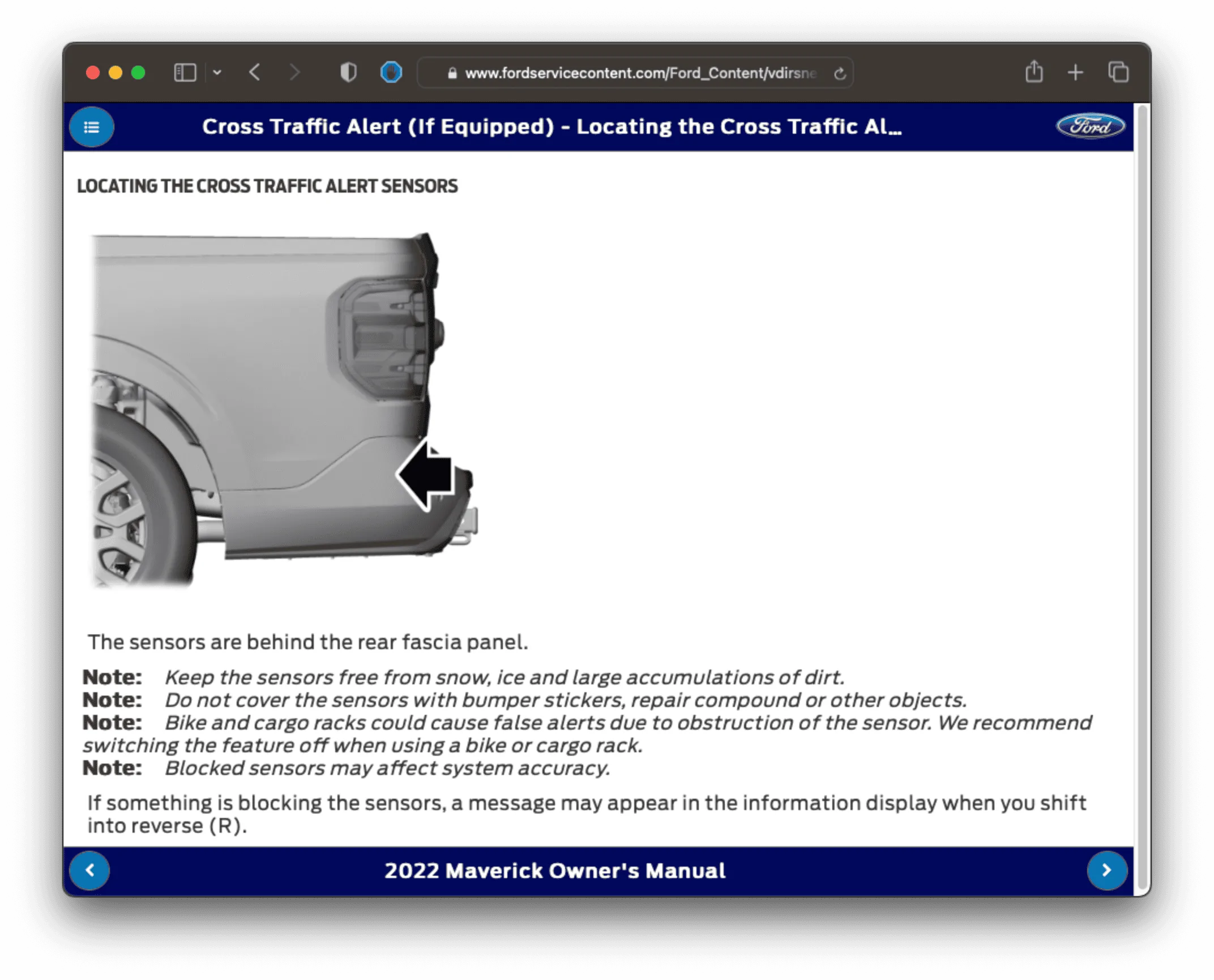Ford Maverick Where are the sensors for Blind Spot detection? 1681402847081