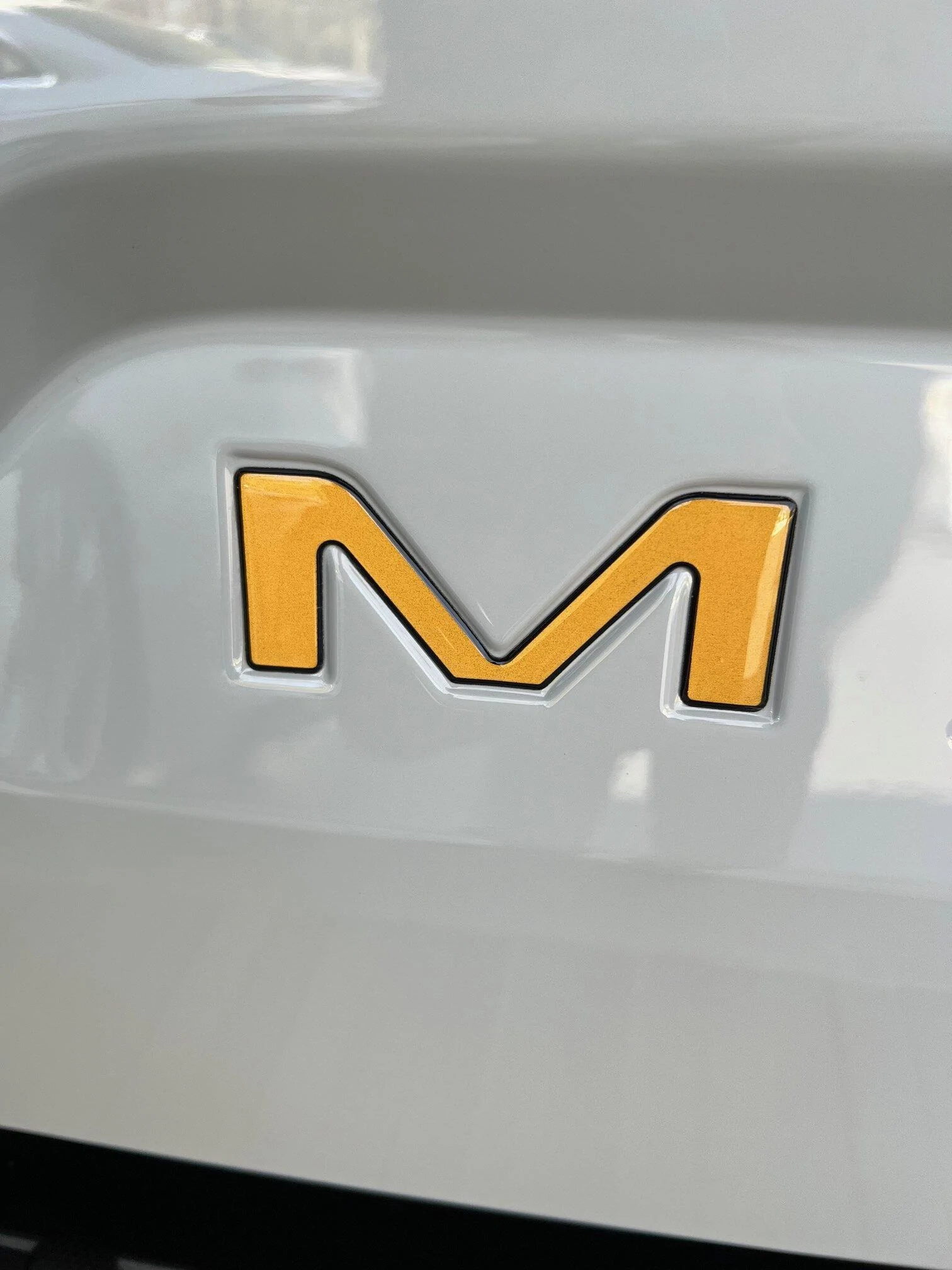Ford Maverick Tremor orange with black tailgate letters M