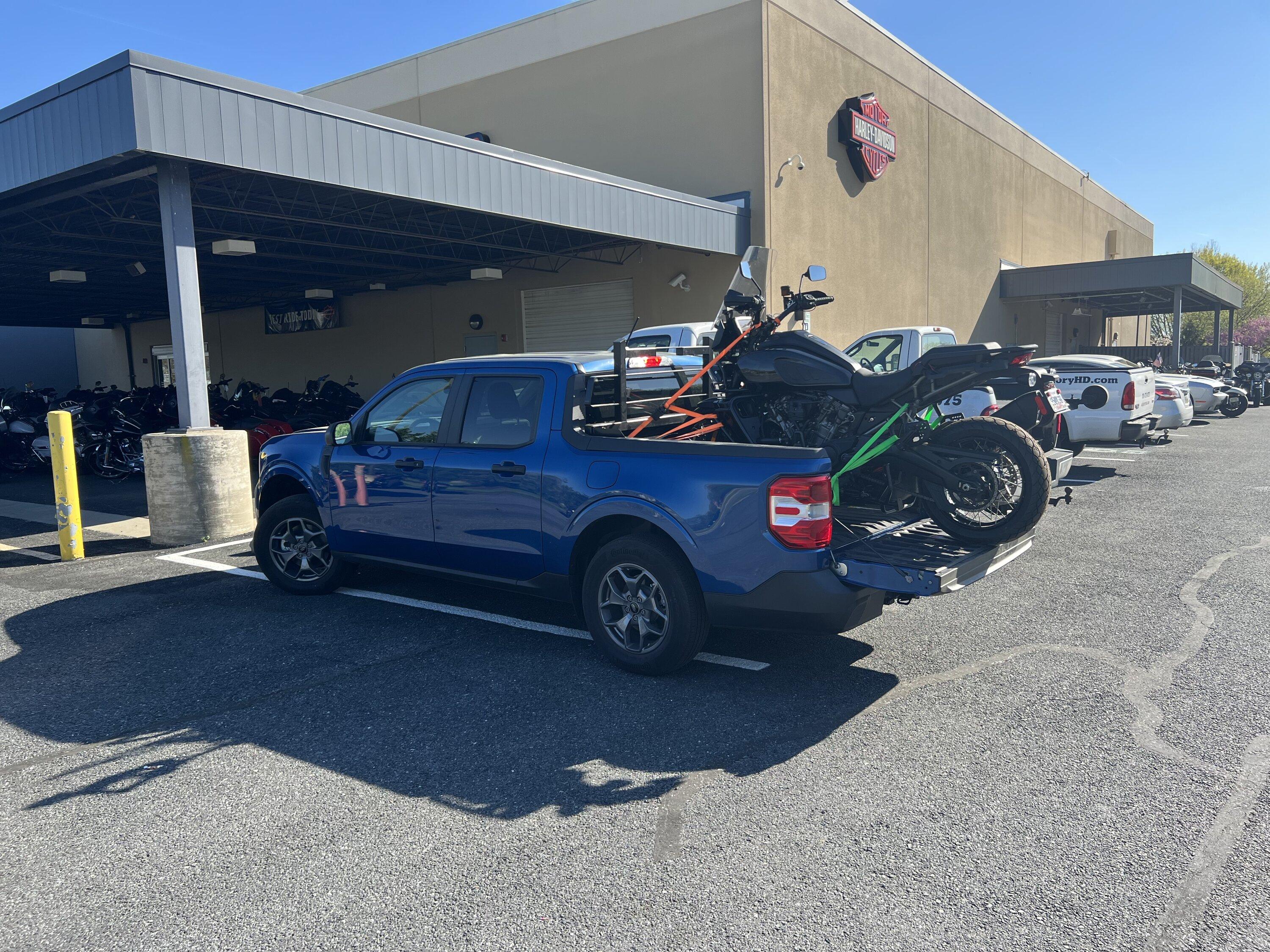 Ford Maverick Hauling a Harley Pan America pretty easily! 03BC4806-9F1F-4535-98E2-25AC7A6E3528